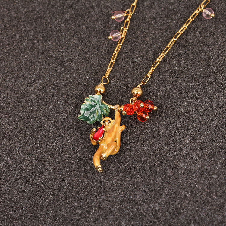 Enamel Glaze Monkey Necklace Gold Defence Allergy Ornaments