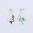 Mermaid Asymmetrical Enamel Earrings