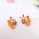 Seahorse And Crystal Enamel Earrings