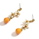 Orange Blossom Flower Tassel Enamel Stud Earrings