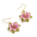 Purple Flower Enamel Hook Earrings