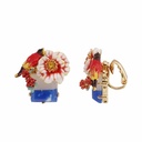 Parrot Flower And Stone Enamel Earrings