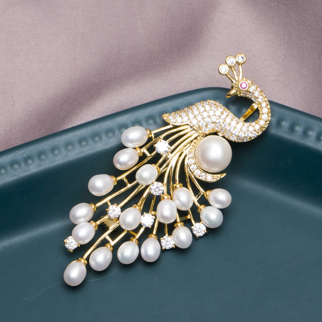 Freshwater Pearl Peacock Brooch