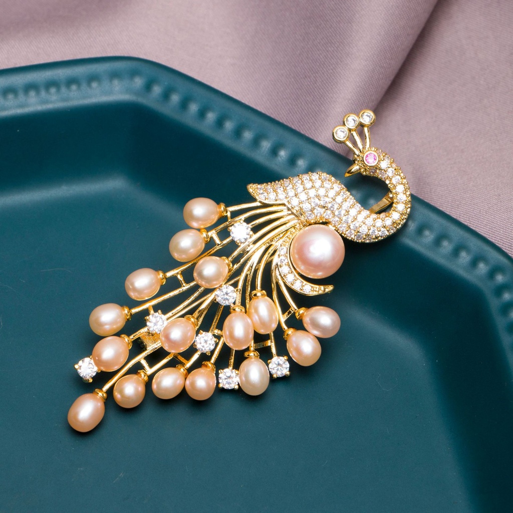 Freshwater Pearl Peacock Brooch