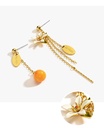 Orange Blossom Flower Tassel Asymmetrical Enamel Stud Earrings