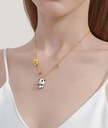 Cute Panda With Bamboo And Flower Enamel Necklace