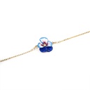 Pansy Flower And Crystal Pearl Enamel Pendant Bracelet