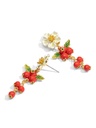 Red Fruit Hawthorn And White Flower Enamel Stud Earrings