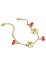 Red Fruit Hawthorn And Flower Enamel Charm Bracelet