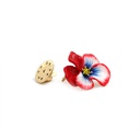 Red Blue Pansy Flower Enamel Brooch