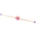 Pansy Pink Flower Natural Freshwater Pearl Enamel Bracelet