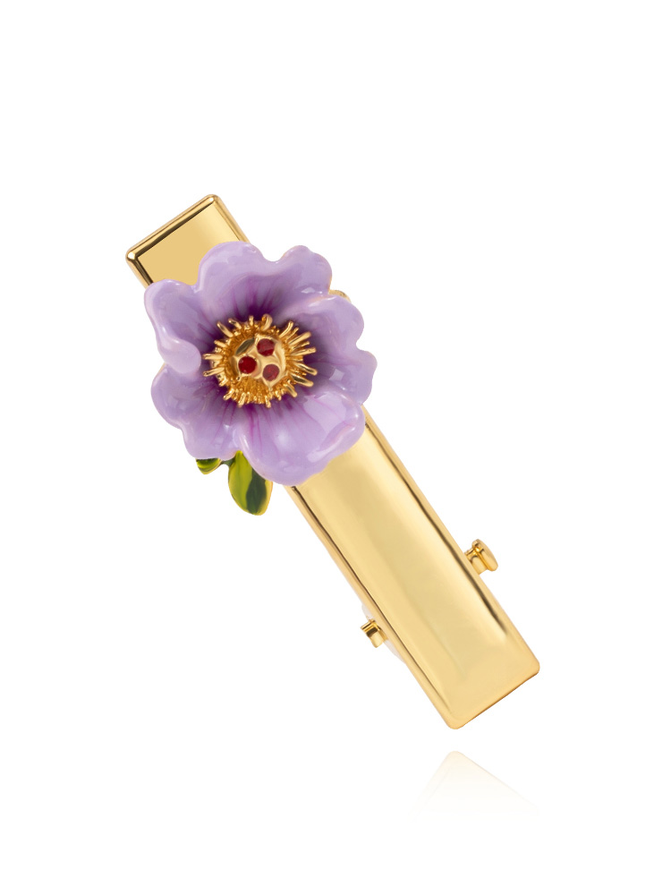 Purple Peony Flower Enamel Hair Pin