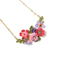 Pansy Red Pink Purple Blue Flower Enamel Pendant Necklace