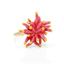 Ocean Coral Red Flower Enamel Adjustable Ring