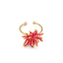 Ocean Coral Red Flower Enamel Adjustable Ring