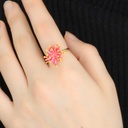 Ocean Coral Red Flower Enamel Adjustable Ring