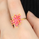 Ocean Coral Red Flower Enamel Adjustable Ring