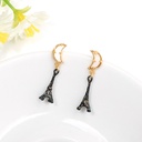 Eiffel Tower Moon Enamel Earrings Jewelry Stud Clip Earrings