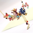 Enamel Anime Cactus Purple Crystal Festive Bird Complex Design Necklace