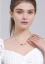 Red Rose Flower Branch With Pearl Enamel Collar Necklace Jewelry Gift