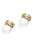 Freshwater Natural Pearl Gold Plated Stud Earrings Jewelry Gift