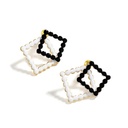 White and Black Diamond Shape Enamel Stud Earrings Jewelry Gift