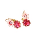 Enamel Flower Red Crystal Earrings Jewelry Hook Earrings