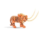 Orange Black Tiger Enamel Necklace Key Pendant With Chains