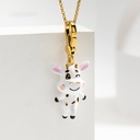 White And Black Cow Enamel Necklace Key Pendant With Chains