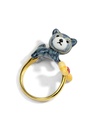 Puppy Dog Yellow Bone Enamel Adjustable Ring Jewelry Gift