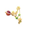 Red Fruit Pomegranate Yellow Flower Enamel Brooch Jewelry Gift