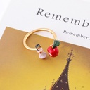 Enamel Glaze Adjustable Fruit Red Apple Princess Open Ring