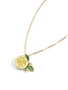 Lemon Fruit And Green Leaf Enamel Pendant Necklace Jewelry Gift