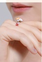 Red Purple Flower Cat Kitty Kitten Enamel Adjustable Ring