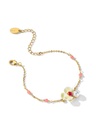 Yellow Red Orange Pansy Flower Pearl Enamel Thin Bracelet