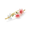 Pink Flower And Dragonfly Enamel Brooch Jewelry Gift