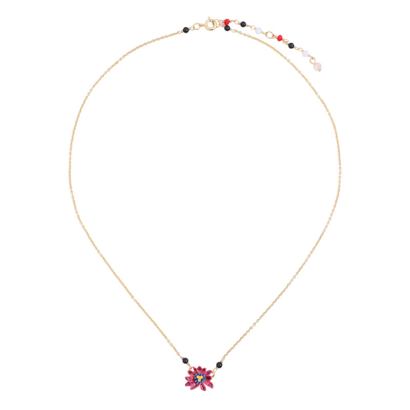 Enamel Glaze Flower Copper Plated Gold Necklace