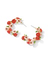 Pink Red Flower C Shape Enamel Stud Earrings Jewelry Gift