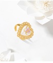 Butterfly Heart Pearl Enamel Adjustable Ring