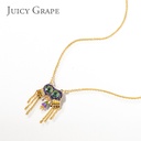 Enamel Glazed Big Eyes Spider Tassel Clavicle Chain Necklace 18K Gold Plated