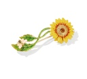 Sunflower Bee And Crystal Enamel Brooch Jewelry Gift