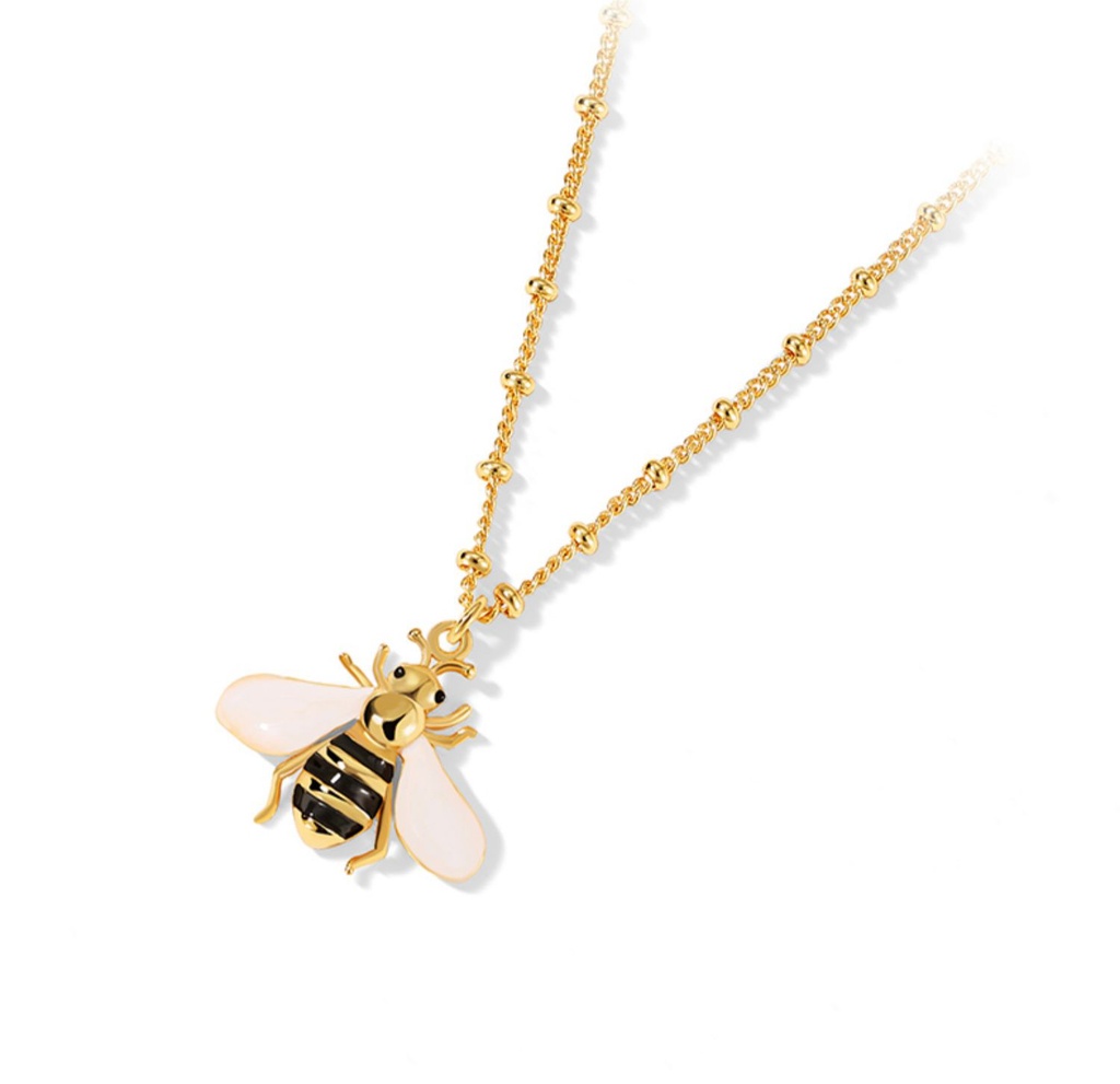 Bee Enamel Pendant Necklace Jewelry Gift