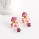 Pink Flower de Luce Irises And Stone Enamel Dangle Earrings