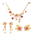 Peach Flower Blossom Branch Enamel Pendant Necklace