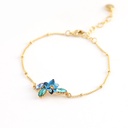 Blue Irises Flower And Crystal Enamel Thin Bracelet