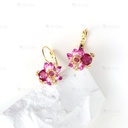 Purple Flower With Crystal Enamel Stud Earrings