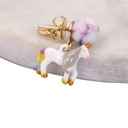 Dream Gem White Horse Enamel Earrings Jewelry Stud Clip Earrings