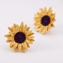 Sunflower With Crystal Enamel Stud Earrings