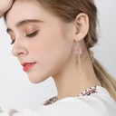 Crystal Rhinestone Letter Long Tassel Hook Earrings