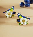 Bird And Flower Enamel Stud Earrings Handmade Jewelry Gift1